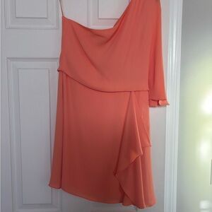 BCBG Elegant Coral One-Shoulder Dress